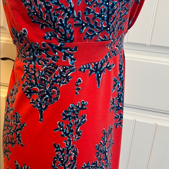 Lilly Pulitzer Jia Seashell Coral Print Stretch Jersey Dress M Medium Coastal - Picture 9 of 16